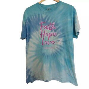 Faith Hope Love 1 Corinthians 13:13 Tie Dye T-Shirt L Christian